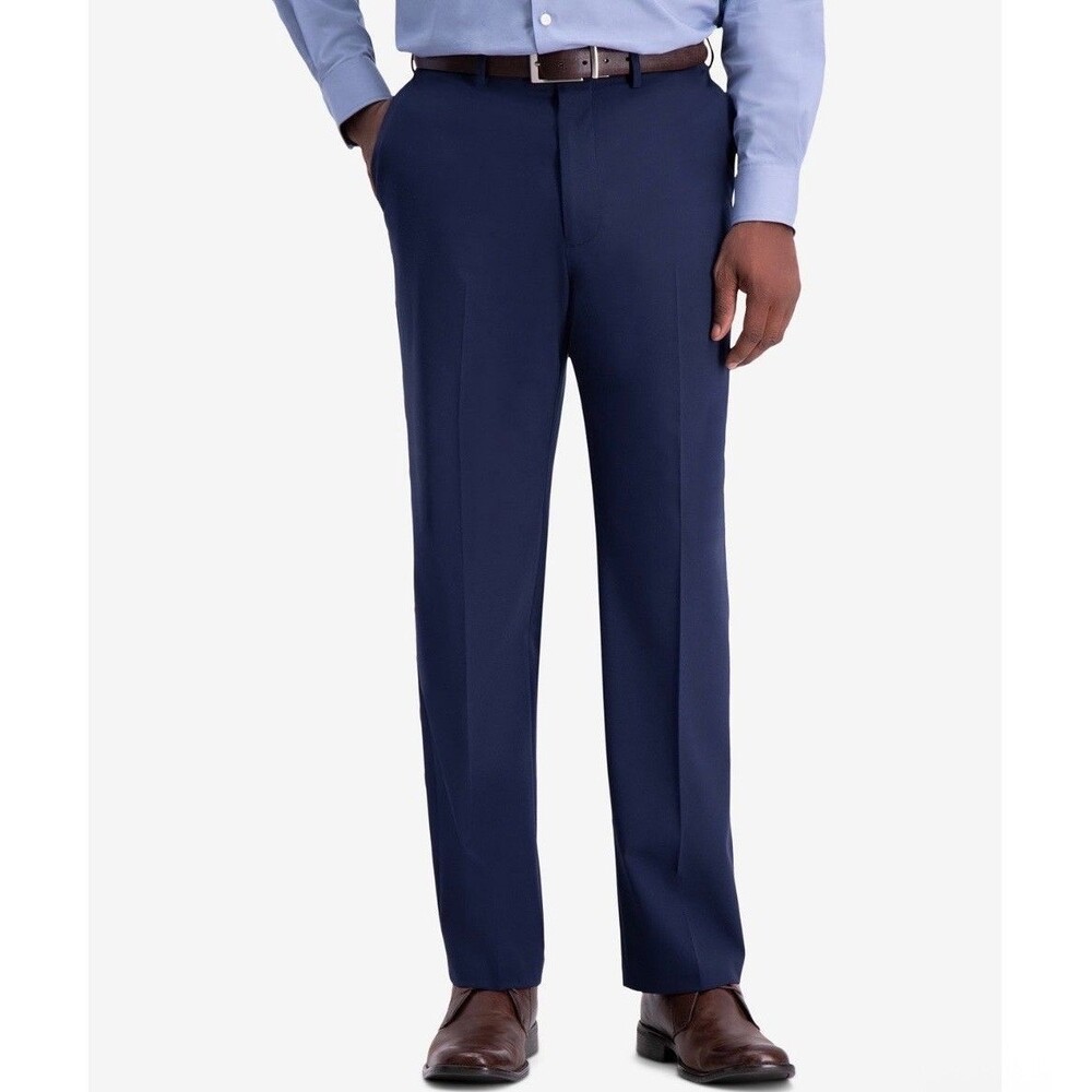 $100 NEW JM HAGGAR Mens 38x30 Blue Classic Fit Soft Premium Dress Pants/Slacks